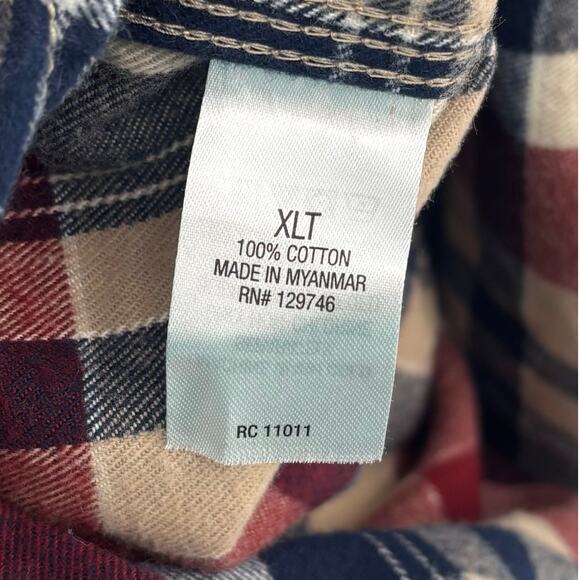 Ridgecut Toughwear Men's Red Blue Plaid Heavy Flannel Shirt Size XLT - Picture 6 of 6